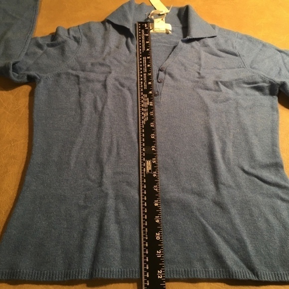 GENEVA 100% CASHMERE Collar Polo Pullover Sweater, FRENCH BLUE, NWT, Size L - Picture 7 of 8